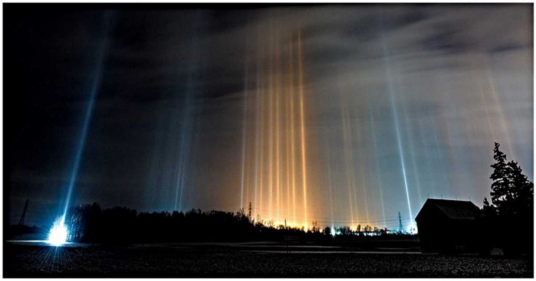 Light pillars in Alberta Photographer captures rare natural phenomenon