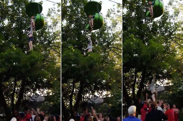 Girl Falls From Ride, Drops Into Crowd (Video)