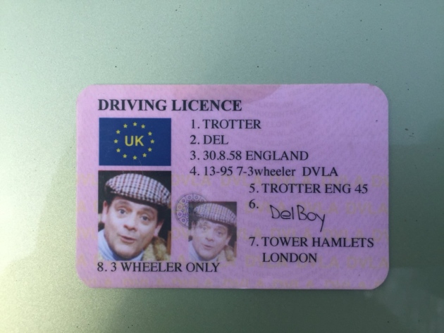A fake Del Boy driving licence won't get you out of trouble, Report