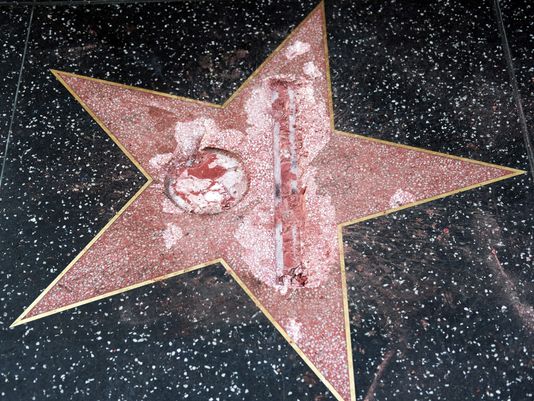 Trump Hollywood Star Vandalised again (Photo)