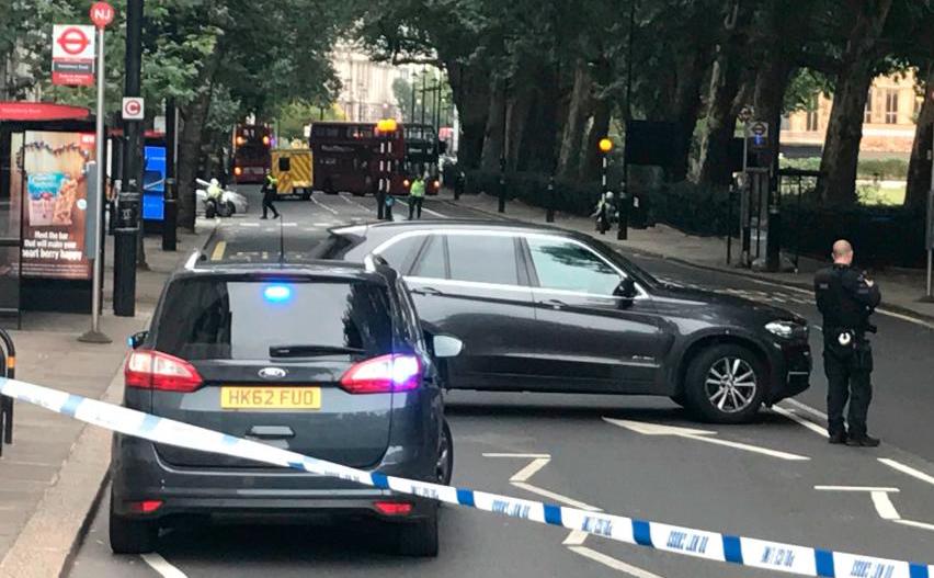 Car crashes into UK houses of parliament barrier