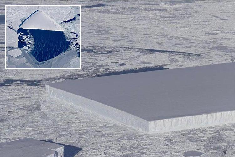 Rectangular iceberg looks totally out of place in Antarctica