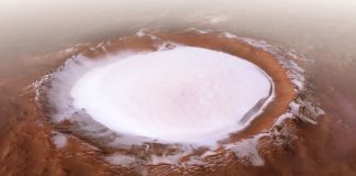 Icy crater snapped by Mars Express spacecraft (Photo)
