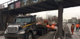 Truck in Montreal collides with railway bridge Truck in Montreal collides with railway bridge
