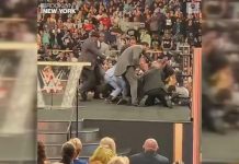 Bret hitman Hart attack: WWE legend tackled during hall of fame speech Bret hitman Hart attack: WWE legend tackled during hall of fame speech