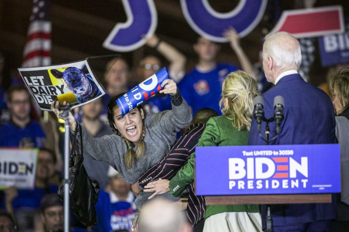 Joe Biden's Super Tuesday victory Speech Interrupted by Protesters