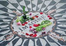 The Strawberry Fields memorial to the musician in New York’s Central Park The Strawberry Fields memorial to the musician in New York's Central Park