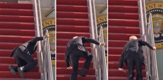 Biden falls thrice while boarding Air Force one (Video)